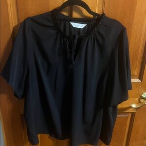 Nine West Elegant Black Blouse with Tie Neck